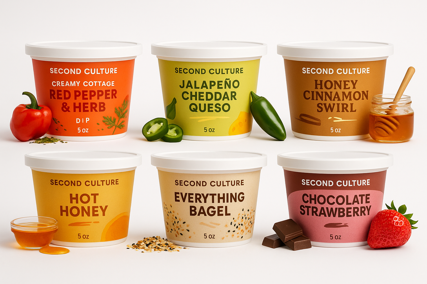 Generated product images for Second Culture Cottage Cheese Dips